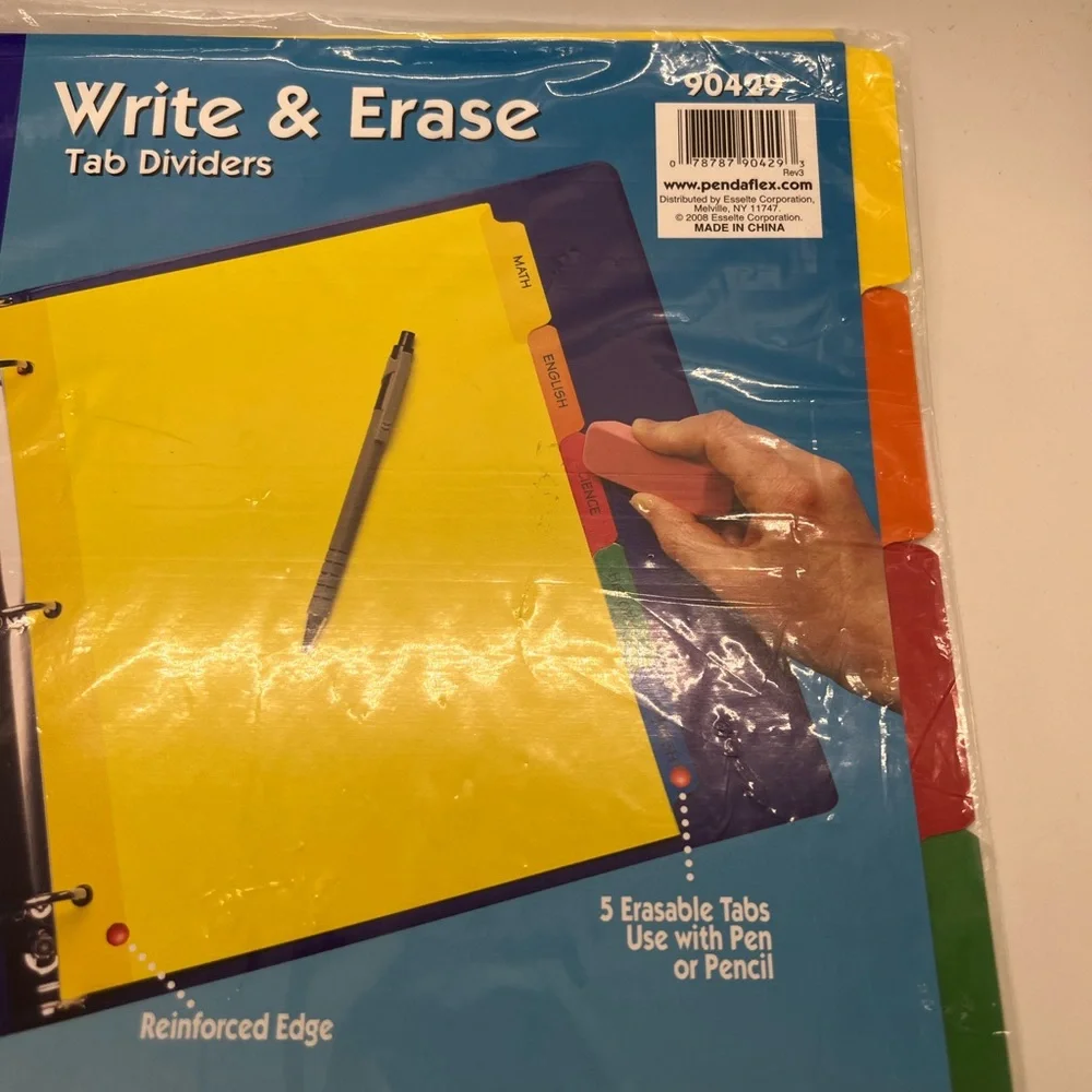 NWT Oxford Write and Erase Tab Dividers. Laminated tabs 8 1/2x11” 5 colors